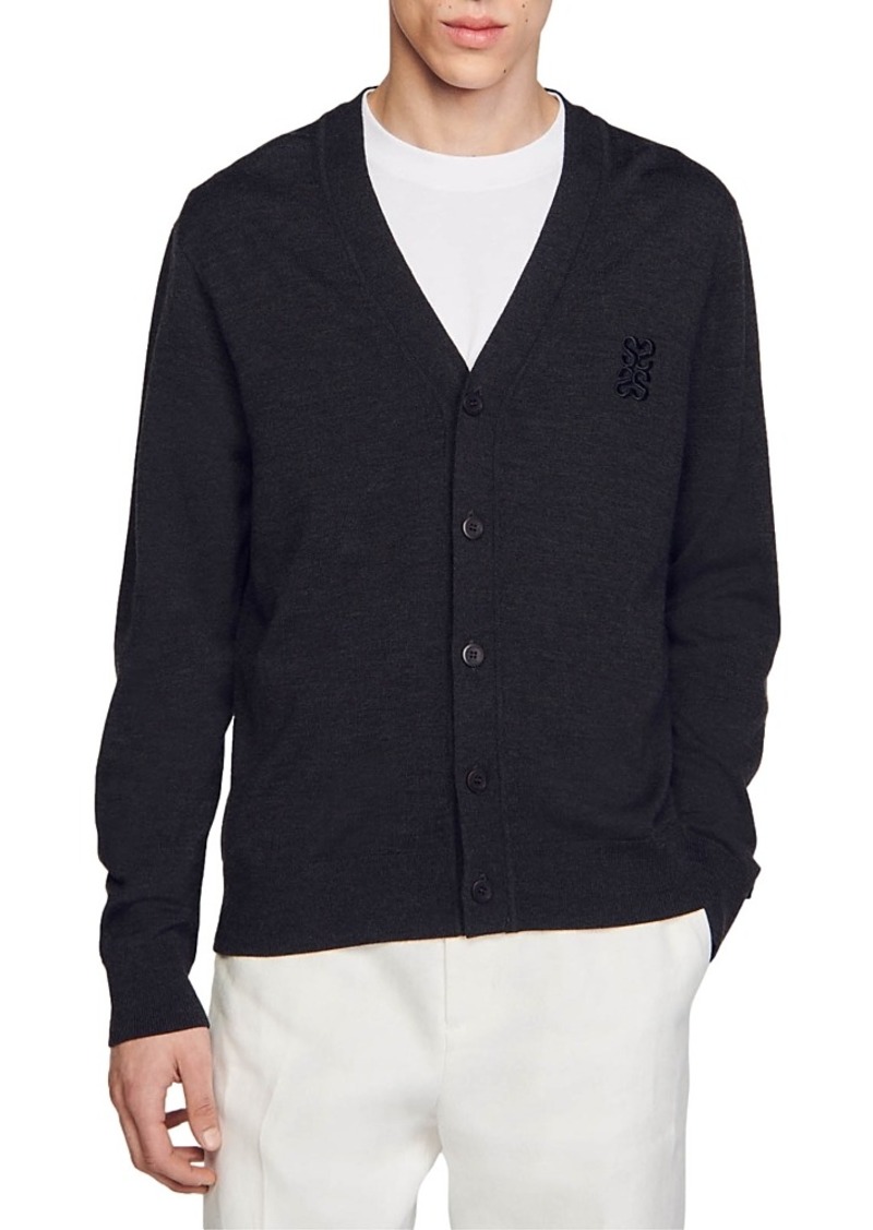 Sandro V Neck Wool Cardigan Sweater