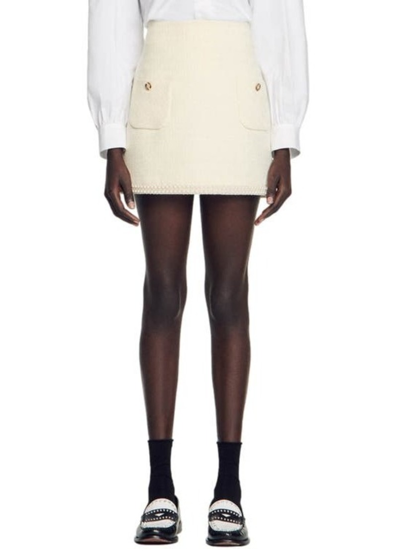 sandro Vayie High Waist Tweed Miniskirt