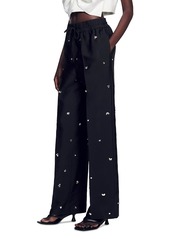 Sandro Wayne Oversized Embellished Taffeta Pants