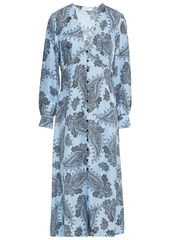 Sandro - Beane printed satin-jacquard midi dress - Blue - FR 34
