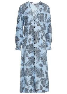Sandro Woman Beane Printed Satin-jacquard Midi Dress Light Blue