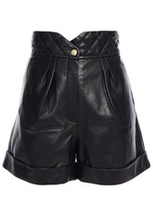 Sandro Woman Cena Quilted Leather Shorts Black