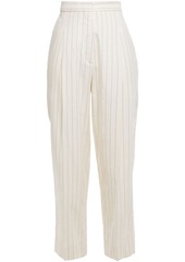 Sandro Woman Davis Pinstriped Cotton-blend Twill Straight-leg Pants Ivory