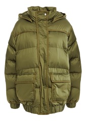 Sandro Woman Sean Canvas-trimmed Quilted Shell Hooded Jacket Sage Green