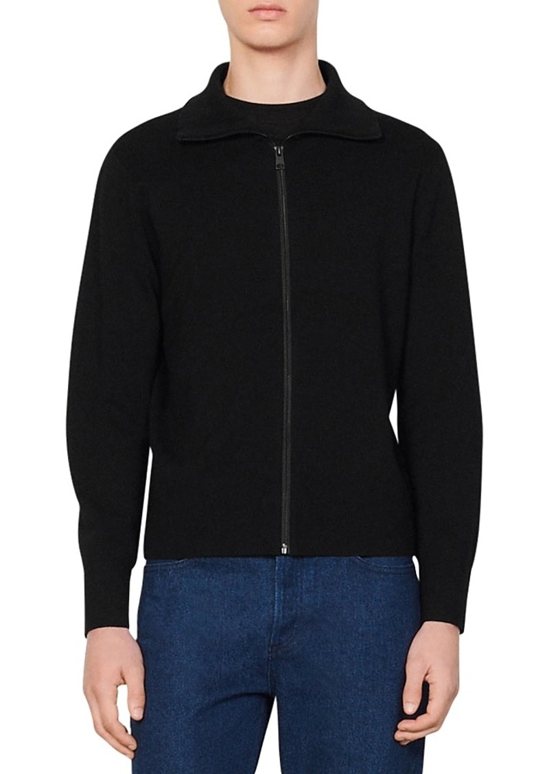 Sandro Zip Front Wool Cardigan