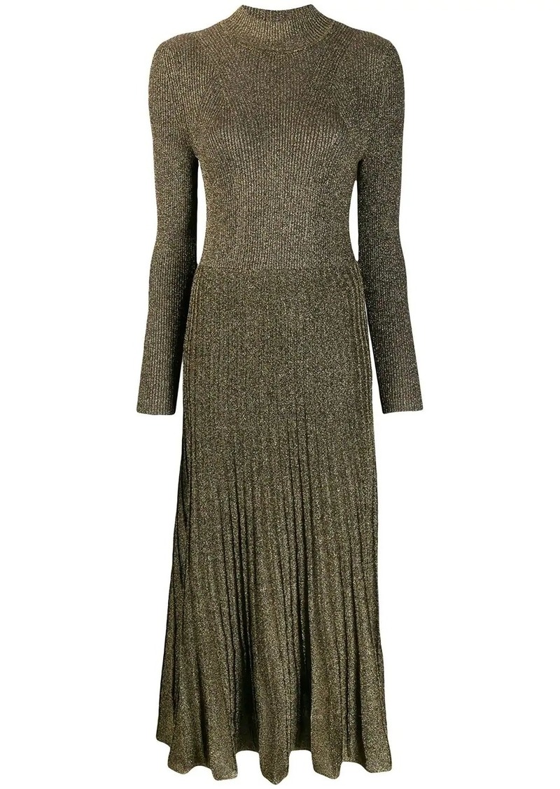 shimmer long pleated dress