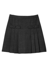 Sandro Short Checked Pleated Skirt