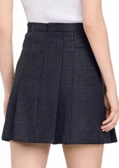 Sandro Short Checked Pleated Skirt