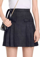 Sandro Short Checked Pleated Skirt