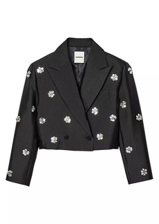 Sandro Short Satin-Look Floral Jacket