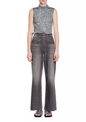 Sandro Smocked Top with Sequins