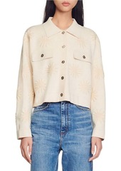 Sandro Spring Knit Embroidered Cardigan