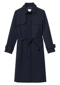 Sandro Trench Coat with Pleated Inset