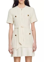 Sandro Tweed-Effect Woolen Coat Dress