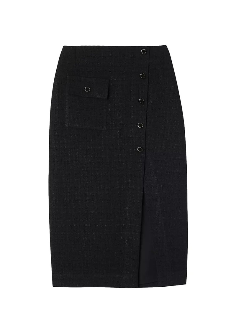 Sandro Tweed Midi Skirt