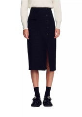 Sandro Tweed Midi Skirt