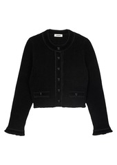 Sandro Velvet Knit Cropped Cardigan