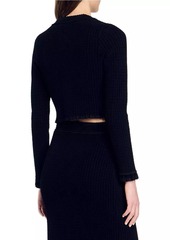 Sandro Velvet Knit Cropped Cardigan