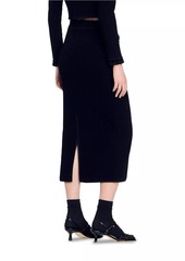 Sandro Velvet Knit Midi Skirt