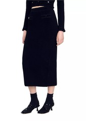 Sandro Velvet Knit Midi Skirt