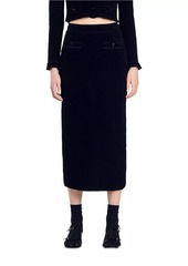 Sandro Velvet Knit Midi Skirt