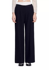 Sandro Wide-Leg Double Waistband Trousers