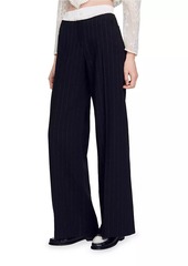 Sandro Wide-Leg Double Waistband Trousers