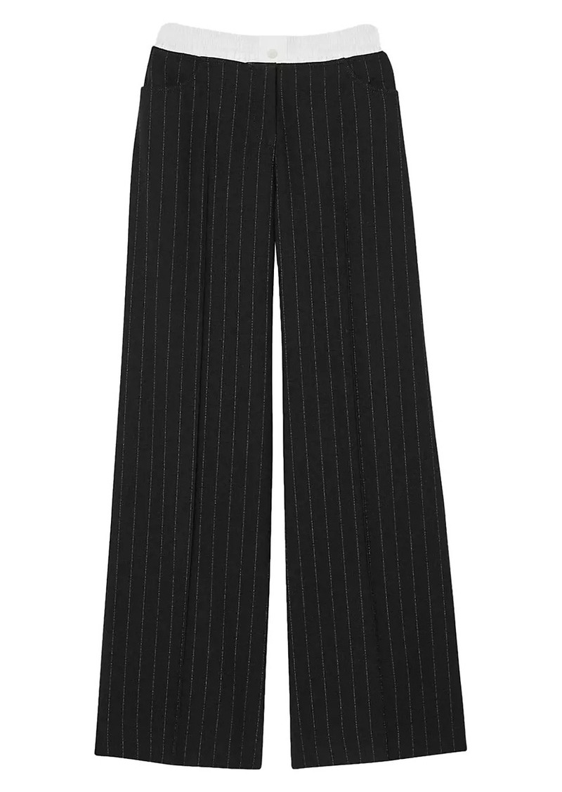 Sandro Wide-Leg Double Waistband Trousers