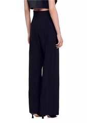 Sandro Wide-Leg Satin Side Stripe Trousers