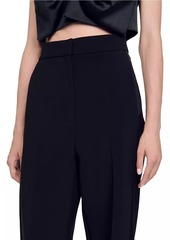 Sandro Wide-Leg Satin Side Stripe Trousers