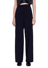 Sandro Wide-Leg Satin Side Stripe Trousers