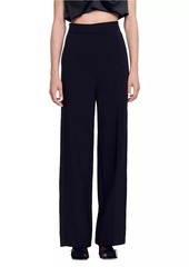 Sandro Wide-Leg Satin Side Stripe Trousers