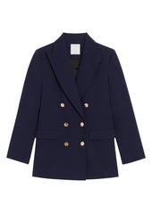 sandro Double Breasted Blazer in Navy Blue at Nordstrom