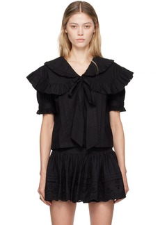 Sandy Liang Black Guagua Blouse