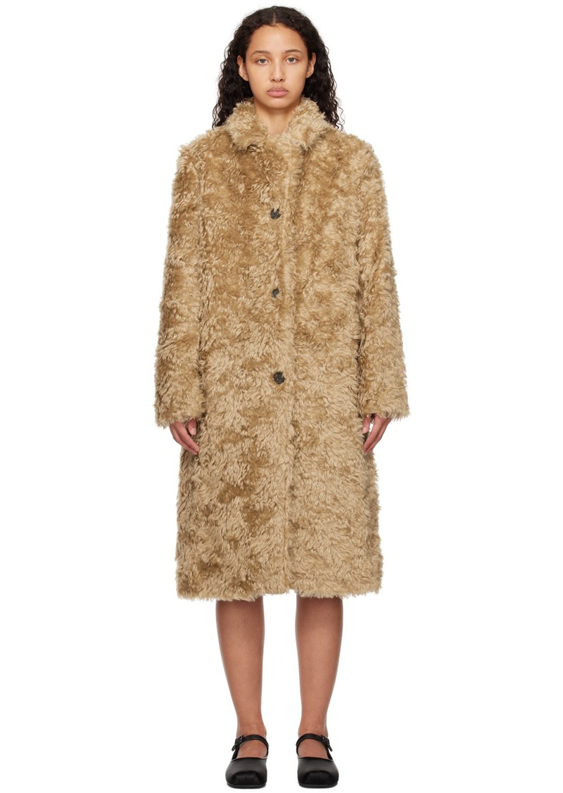 Sandy Liang Brown Marmalade Faux-Fur Coat