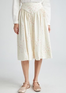 Sandy Liang Roth Dollhouse Floral Cotton Midi Skirt