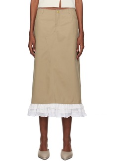 Sandy Liang Taupe Tristen Midi Skirt