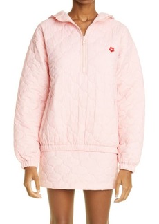 Sandy Liang Woodland Quilted Half Zip Hoodie in Chalky Pink at Nordstrom