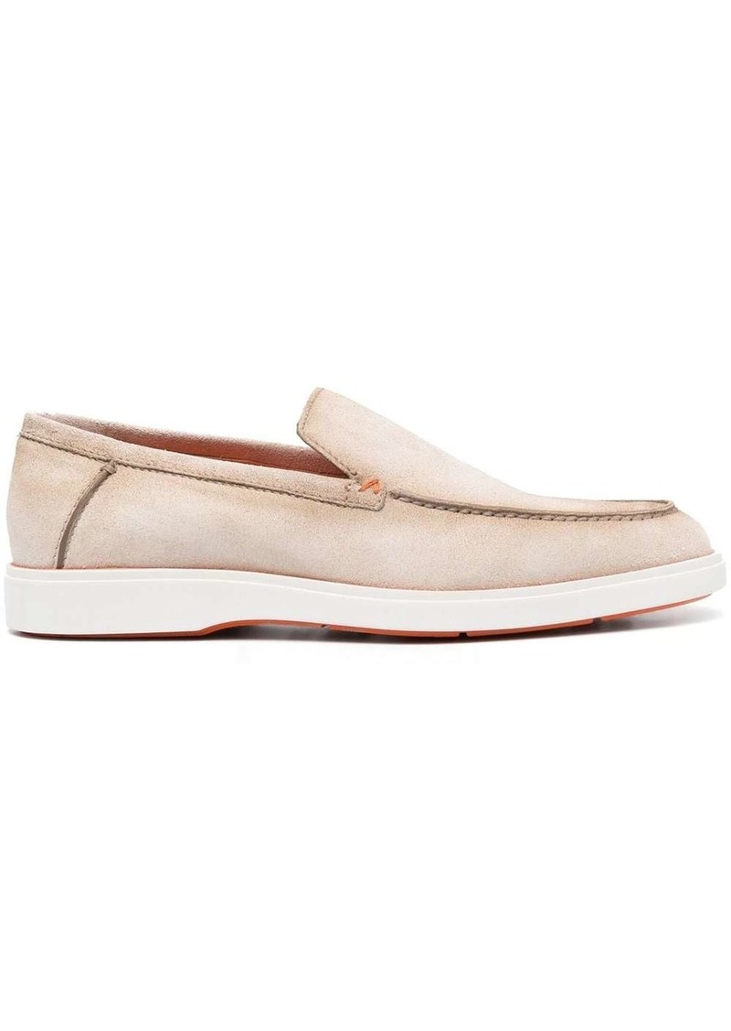 Santoni almond-toe suede loafers