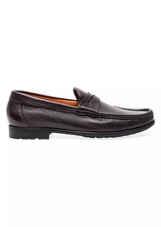 Santoni Ascott Mini Lug Sole Leather Loafers