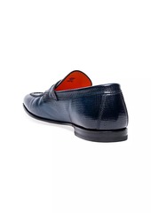 Santoni Carlos Embossed Leather Loafers