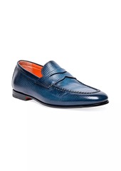 Santoni Carlos Embossed Leather Loafers