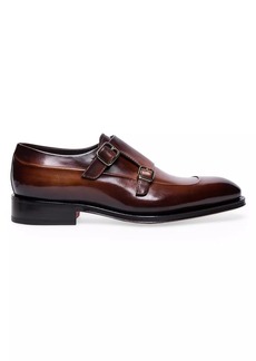 Santoni Carter Leather Monk-Strap Shoes