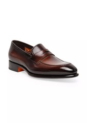 Santoni Carter Leather Penny Loafers