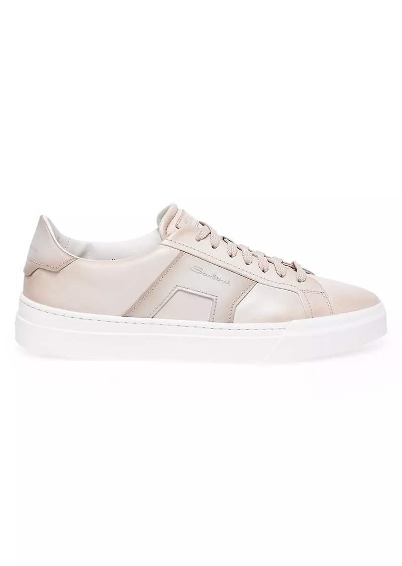 Santoni Double-Buckle Leather Sneakers