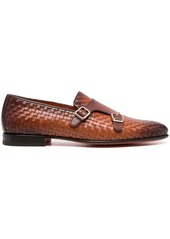 Santoni double-monk strap woven shoes