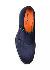 Santoni Easy Suede Double Monk Strap Shoes