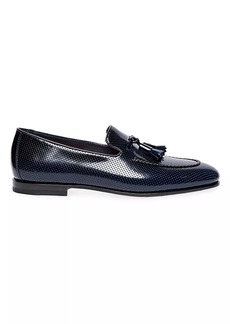 Santoni Grizzly Perforated Leather Loafers