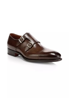Santoni Ira Double Monk Strap Leather Loafers