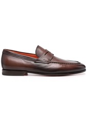 Santoni leather flat loafers